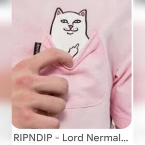 RipnDip NWOT Lord Nermal Baby Pink T-shirt Pocketed Bad Kitty Cap Sleeve Small